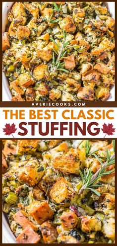 Your feast won't be complete without this easy Thanksgiving side! This classic, traditional turkey stuffing recipe is the BEST. Soft and full of rich flavor with a slightly crusty, golden top, this homemade stuffing is also perfect for Christmas dinner! Best Stuffing For Inside Turkey, How To Cook Stuffing Out Of Turkey, No Meat Stuffing, Stuffing Recipes No Eggs, Turkey Leg Dinner Sides, Stuffing Without The Turkey, Best Turkey Stuffing Recipe Thanksgiving, Dressing For Turkey Stuffing, Stuffing Recipes For Thanksgiving Turkey