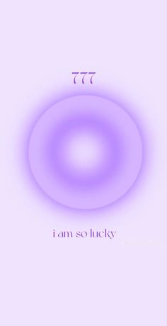 the words i am so lucky are written in purple and white on a light pink background