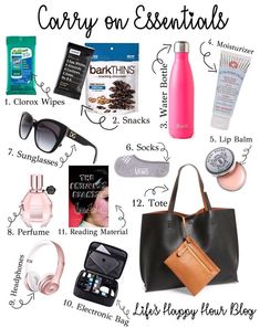 the contents of a carry - on essentials bag are shown in this graphic diagram