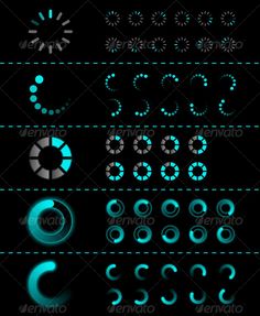 a set of neon lights and numbers on a black background - miscellaneous objects / characters