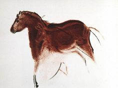 a drawing of a brown horse on a white background