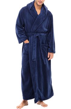 Navy Blue Dressing Gown Robe Blue, Blue King Robe, Robe With Hood, Navy Shawl, Winter Robes, Luxury Robes, Bathrobe Men, Hugh Hefner, Matching Robes