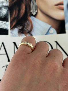 Elevate your style with this exquisite round three-stone diamond pinky ring. Featuring three brilliantly cut diamonds, this elegant piece adds a touch of timeless sophistication to any look. Available in 14k Yellow Gold, White Gold or Rose Gold Total carat weight: 0.25 ct Diamond Color: G / Diamond Clarity: SI1 Tapered Band: 5.5mm (Top), 2.5mm (Bottom) Made to order. Lead time is 4-6 weeks. Benefits of Solid 14k Gold Jewelry Most loved for its durability and longevity Can be worn daily and requi Timeless Three Stone Diamond Ring, Timeless Three-stone Diamond Ring, Timeless Three Stone Diamond Ring Gift, Timeless 14k Gold Three-stone Diamond Ring, Classic Three Stone 14k Gold Rings, Classic Three Stone Princess Cut Rings, Classic 14k Gold Diamond Ring With Three Stones, Classic 14k Gold Three Stone Rings, Timeless Three Stone Diamond Ring For Anniversary