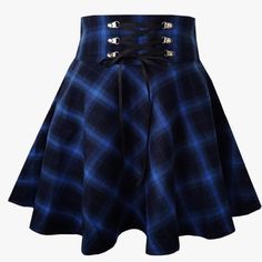 Nwt Tonchengsd Super Cute Black/Blue Plaid High Waisted Mini Flare Gothic Skirt. Drawstring Lace Up In The Front ,Zipper On The Side. Super Soft 67% Polyester 30% Rayon 3% Spandex Material Size Xs. Please Check All The Photos For Measurements And Details Reasonable Offers Welcome Bundles Of Two Or More Discount.(I Have One Black/White In Size Small In My Other Post). High Waisted Mini Skirt, Blue Fishnet Tights, Blue Emo Outfits, Blue Skirts, Dark Blue Skirt, Blue Goth Outfits, Blue Plaid Skirt Outfit, Pastel Goth Outfits Aesthetic, Scene Skirt