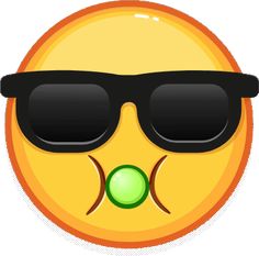 an emoticive smiley face with sunglasses on it's head and a green ball in the middle