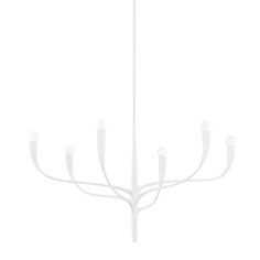 a white chandelier with five lights hanging from it's sides and four arms