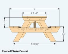 the plans for a picnic table are shown with measurements and measurements to make it easy