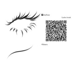 a close up of a person's face with a qr code on it