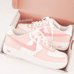 Custom Air Force 1 Pink, Air Force 1 Pink, Pink Nike Air, Nike Shoes Girls, Nike Fashion Shoes, Custom Air Force 1