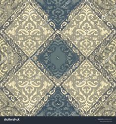 an abstract blue and beige background with ornate designs on the edges, in different colors