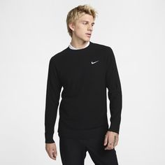 The Tour sweater offers an essential layering piece for brisk days. A classic fit and stretchy design lets you swing without restriction. Sporty Crew Neck Golf Sweatshirt, Sporty Crew Neck T-shirt For Golf, Sporty Crew Neck Golf T-shirt, Golf Sweaters, Mens Golf, Knitwear Men, Layering Pieces, Black Sweaters, Blue Black