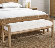 Dorsey Boucle Upholstered Accent Bench by Modus Furniture Round Bench At Foot Of Bed Bedroom, Benches For The Foot Of The Bed, Boucle Bench End Of Bed, Coastal Contemporary Bedroom, Decorative Bench, Upholstered Entryway Bench, Modus Furniture, Box Spring Bed Frame, Accent Bench