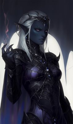 Dark Elf Necromancer, Drow Elf Female Character Design, Female Drow Dnd, Drow Female Art, Dark Elf Character Design, Eso Dark Elf, Dnd Drow Female, Drow Character Art, Drow Queen