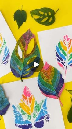 leaf art project for kids to make with colored crayons on paper and glue