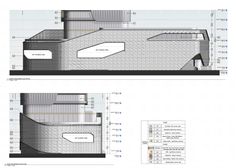 two drawings showing the different sections of a building