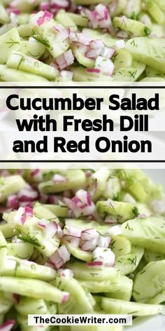 cucumber salad with fresh dill and red onion is an easy side dish