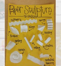 paper sculpture techniques displayed on yellow background