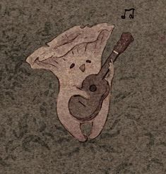 a drawing of a guitar on the ground