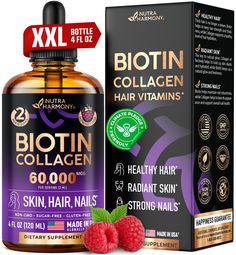 PRICES MAY VARY. Biotin and Collagen Drops – Our hair, skin & nails supplement is formulated with 20,000mcg of vitamin B7 and 40,000 mcg of liquid collagen per serving for quicker and better results. We have combined these two potent ingredients in our formula to help improve the appearance of your hair, skin, and nails. Radiant Hair with Biotin Elixir — liquid Biotin supplement is expertly crafted to elevate hair's vitality. It nurtures hair from within, enhancing its overall appearance and imb Hair Growth Drops, Vitamins For Hair, Biotin Supplement, Biotin Hair Growth, Nails Healthy, Low Estrogen Symptoms, Low Estrogen, Vitamins For Hair Growth, Collagen Supplements