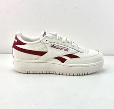 Women Reebok Club C Double Revenge Shoes Sneakers Chalk White Burgundy 100202356 COLOR: CHALK / BURGUNDY / WHITE  CONDITION: BRAND NEW NEVER BEEN WORN STYLE CODE: 100202356 ITEM IS 100% AUTHENTIC GUARANTEED  See the pictures for more details.  Please contact me if you have any questions. Reebok Club C Double Revenge, Reebok Club C Double, Burgundy Sneakers, Reebok Club C, Club C, Chalk White, Reebok Shoes, Swag Shoes, Central America