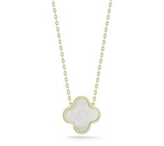 Enjoy a little luck during your day by donning this iconic clover necklace faced with a gorgeous gemstone. From Italian Gold. Gold Flats, Clover Necklace, Mother Of Pearl, Jewelry Necklaces, Gemstones, Gold