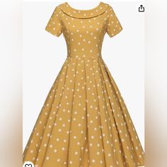 This Dress Has Definite Stretch. I’ve Bought This In Two Sizes And This One Did Not Fit Me. It Is Otherwise Brand New With The Tags Still On It. It Is A Mustard Colored Gold With White Polkadots Very Retro. The Bus Measures 17 Inches Across And Has Darts. The Waist Measures 14 Inches Across. The Fabric Has A Definite Stretch To It. It Is A Cotton Poly Blend And Is A Medium Weight. Hand Wash Is Recommended. This Is A Very Rockabilly, Vintage Vibe Dress. It Has A Side Zipper. This Falls About 3 To Hot Pink Bodycon Dress, White Crochet Shorts, Hot Pink Bodycon, Moon Dress, Flair Dress, Surplice Dress, Pink Bodycon Dresses, Ruched Bodycon Dress, Lace Blue Dress