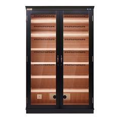 Cigar lovers are always eager to find the best products to store cigars. EB-1219 Double Door Cigar Cabinet Humidor is that product every cigar keeper needs to have. With its smooth polished exterior in Cherry and Black color and a cedar wood interior, this cabinet humidor is an eye-catching product that is also high functioning. With dimensions 48” W 18” D 72” H, this is easy to adjust in small places in rooms and even inside larger closets. The doors have beautifully designed handles making ope Cabinet Humidor, Best Humidor, Humidor Cabinet, High Functioning, Office Inspo, Wood Interior, Large Closet, Humidor, Small Places