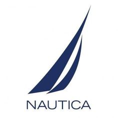 the nautica logo is shown on a white background with blue sailboats in it