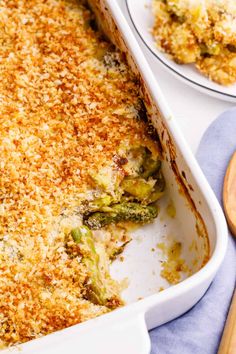 A white baking dish filled with golden brown asparagus casserole topped with crispy breadcrumbs, with a serving scooped onto a plate in the background. Cheesy Asparagus Casserole, Asparagus Casserole Recipes, Easter Side Dish, Cheesy Asparagus, Asparagus Casserole, Creamy Asparagus, Easter Side Dishes, Lemon Asparagus, Asparagus Recipes