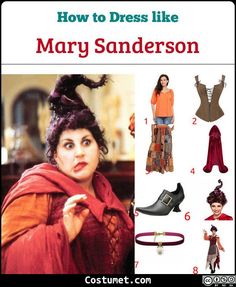 the cover of how to dress like mary sanderson, with pictures of different outfits and accessories