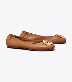 Minnie Travel Ballet Flat, Leather: Women's Shoes | Tory Burch Comfortable Ballet Flats, Designer Ballet Flats, Miller Sandal, Designer Flats, Most Comfortable Shoes, Comfortable Flats, Tory Burch Flats, Footwear Design Women, Ballet Flat Shoes