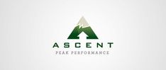 the logo for ascent peak performance, which is designed to look like mountains and trees