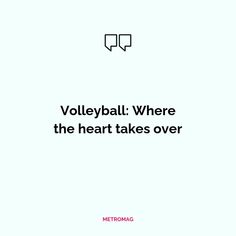 the cover of volleyball where the heart takes over by metromag, featuring two speech bubbles