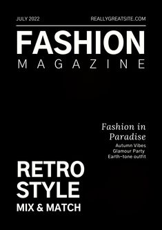 the front cover of fashion magazine featuring an image of a woman in black and white