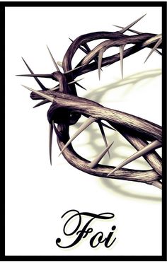 a crown of thorns with the word foi written in black on white background