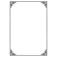 a black and white drawing of a square frame with scroll work on the edges,