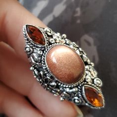 Brand New Handmade Sunstone Sun Sitara And Smoky Topaz Silver Statement Ring. Size 8 925 Stamped New To Poshmark? Use Referral Code Kimberlyn222 To Receive $10. Silver Citrine Jewelry With Accent Stones, Silver Sunstone Jewelry For Gift, Silver Topaz Jewelry With Accent Stones, Silver Topaz Jewelry With Stones, Silver Sunstone Jewelry As A Gift, Spiritual Silver Topaz Gemstone Ring, Silver Topaz Crystal Ring With Accent Stones, Spiritual Silver Topaz Ring, Silver Topaz Ring With Stones