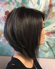 Long In The Front Short In The Back, Long Hair In Front Short In Back, Woman’s Medium Haircut, Short In Back Long In Front Hairstyles, Bobs For Wavy Hair, Lob With Undercut, Hair Bobs Medium, No Maintenance Haircut, A Line Bob Haircut