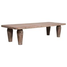 a wooden table with two legs and a wood top on an isolated white background,