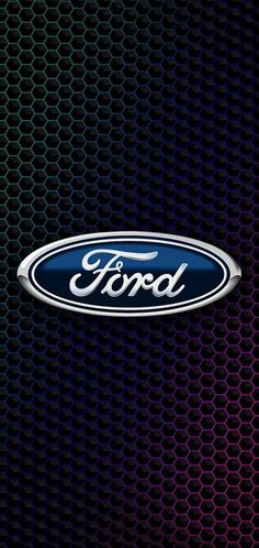 the ford logo on a black and purple background