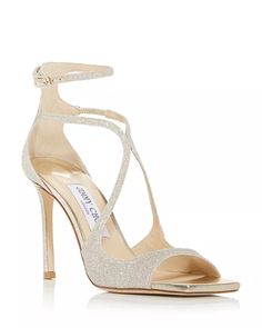 Jimmy Choo - Women's Azia Strappy High Heel Sandals Jimmy Choo Sparkly Heels, Sparkly Jimmy Choo High Heels, Jimmy Choo Sandals, Strappy High Heels Sandals, 23rd Birthday, Glitter Sandals, Jimmy Choo Heels, Strappy Stilettos, Strappy High Heels