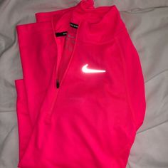 Never Worn, No Tags, Like New Condition, Hot Pink, Cut Out Holes (Shown In Last Photo) Nike Pink Long Sleeve Tops, Pink Nike Long Sleeve Tops, Pink Long Sleeve Nike Tops, Nike Pink Winter Tops, Pink Nike Tops For Winter, Pink Half-zip Top For Spring, Pink Running Shoes, Pretty Shoes Sneakers, Nike Running