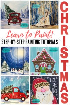 christmas art project for kids to learn how to paint with the help of step - by - step paintings