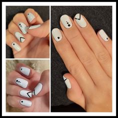 Uñas al largo natural de la uña, con gelish blanco y detalles en negro. Nails Art, Gel Nails, Manicure, Nail Art, Nails, Makeup, Beauty, Quick Saves