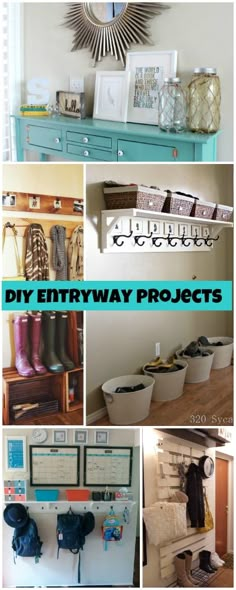 there are many different pictures in this collage with the words diy entry way projects