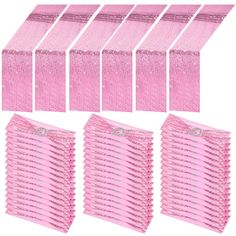 six packs of pink glitter hair clips, each with different sizes and colors on them