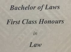 the first class honours in law