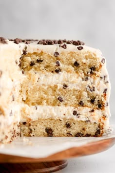 a close up of a slice of cake on a plate