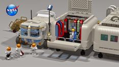 the lego space station is set up to look like it has been built into an astronaut's vehicle