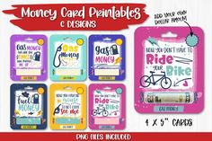 money card printables and designs for kids to use on their school bus or bike rides